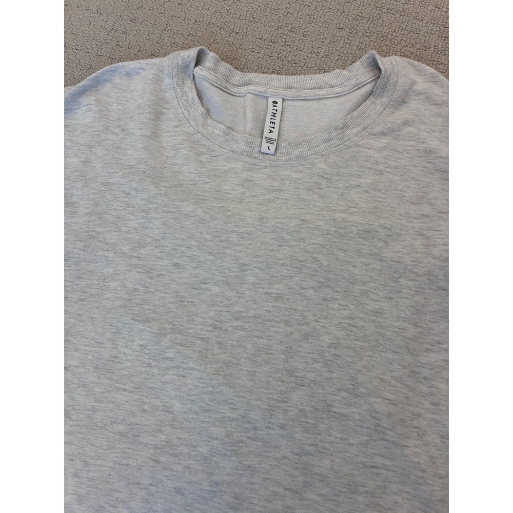 Athleta Womens Gray Sweatshirt Crew Neck Thumb Hole‎ Cuffs Pullover Top - Large